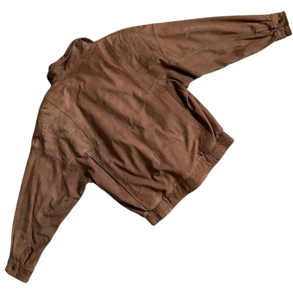 VINTAGE - Tannery west leather brown bomber jacket Size Medium - Picture 3 of 12